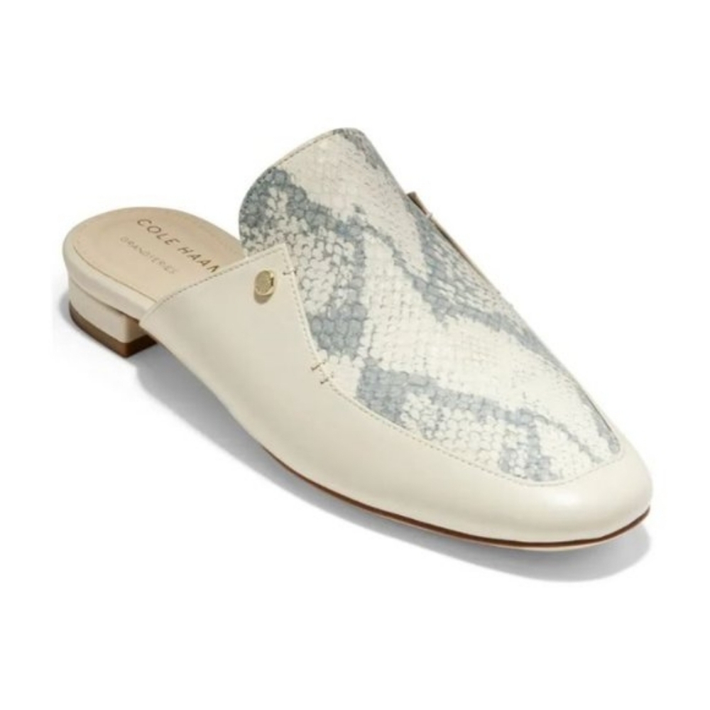 Cole Haan Women's Cream and Gray Snakeskin Print Loafers